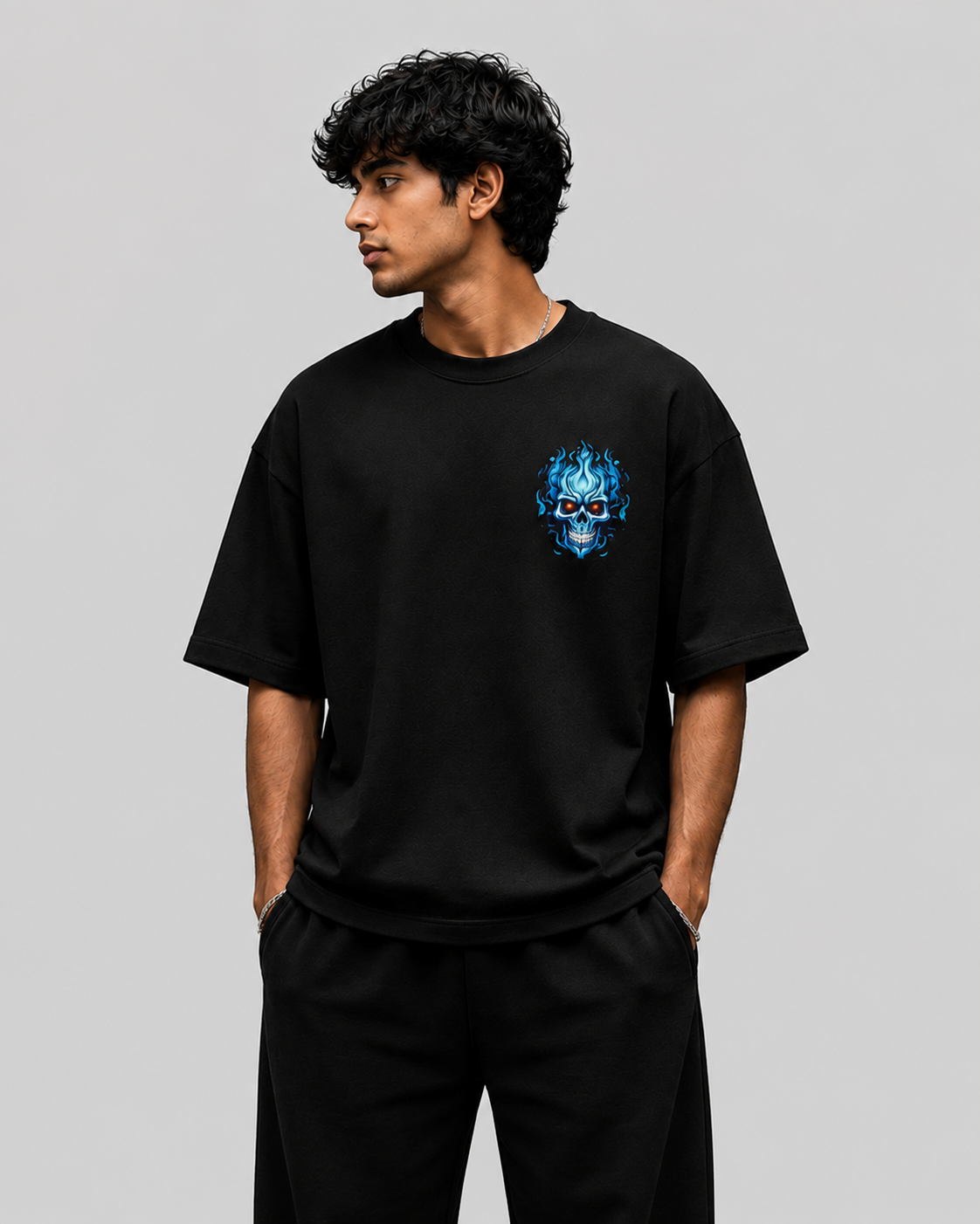Skull Fire Preminum Oversized T-Shirt