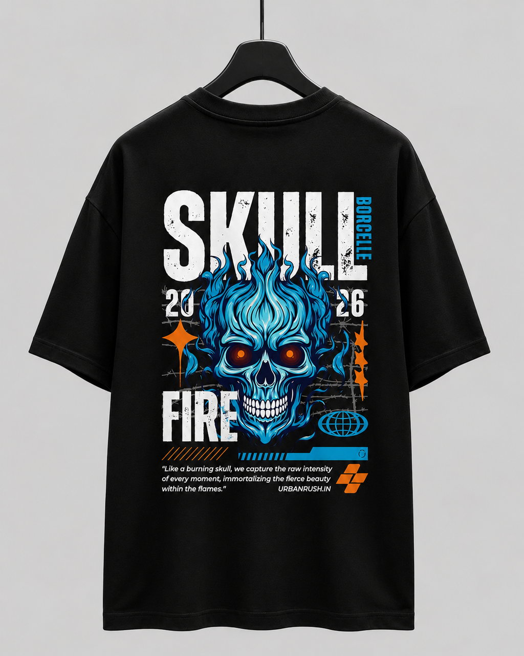 Skull Fire Preminum Oversized T-Shirt