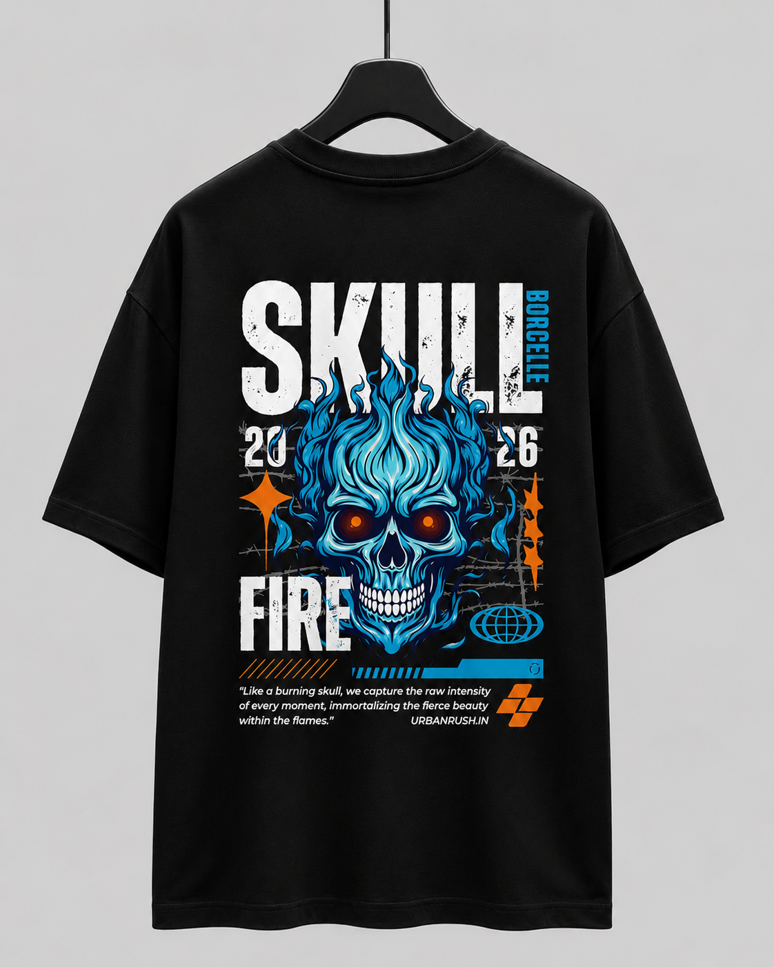 Skull Fire Preminum Oversized T-Shirt