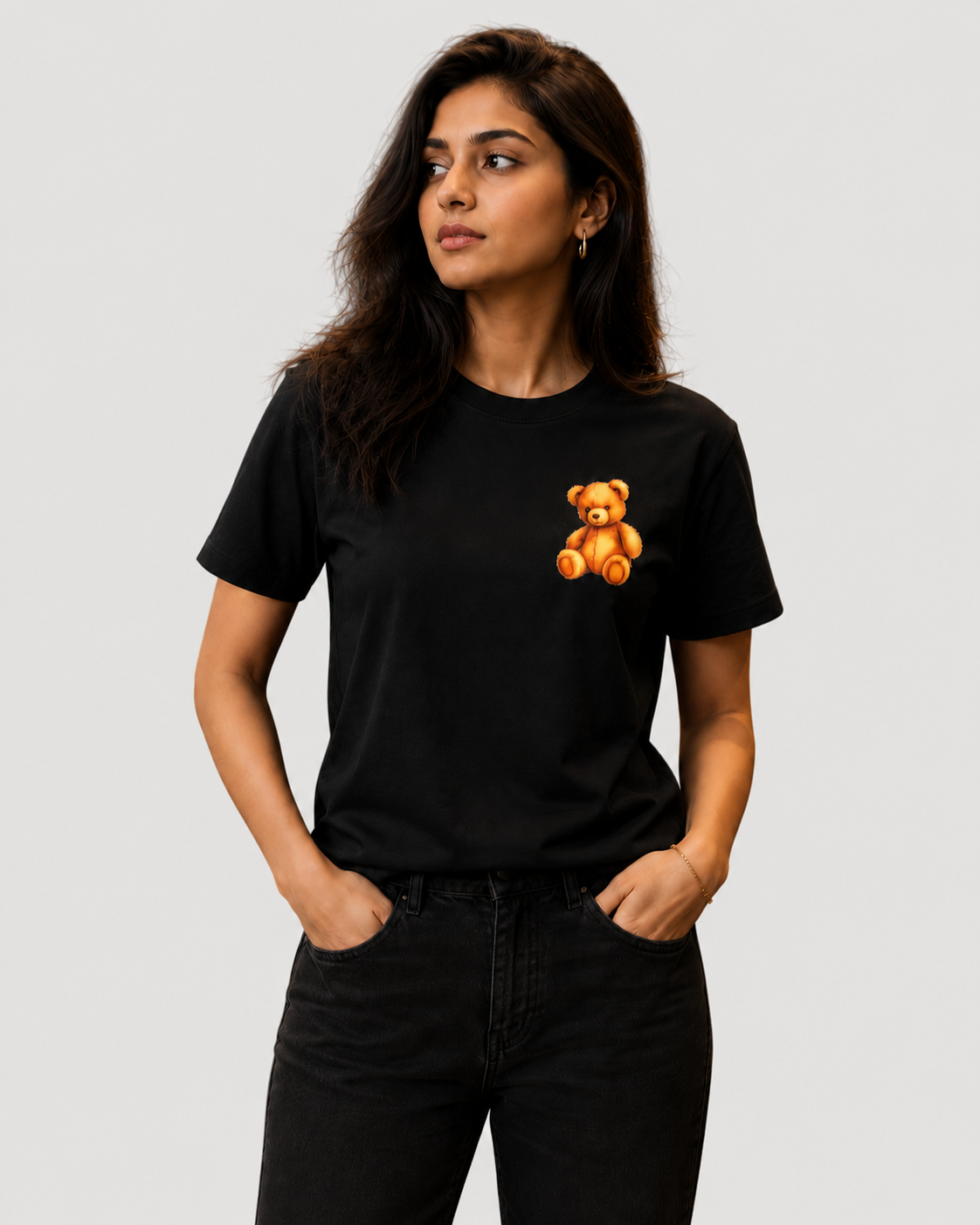 Women's Daily Wear T-Shirt Bear Design