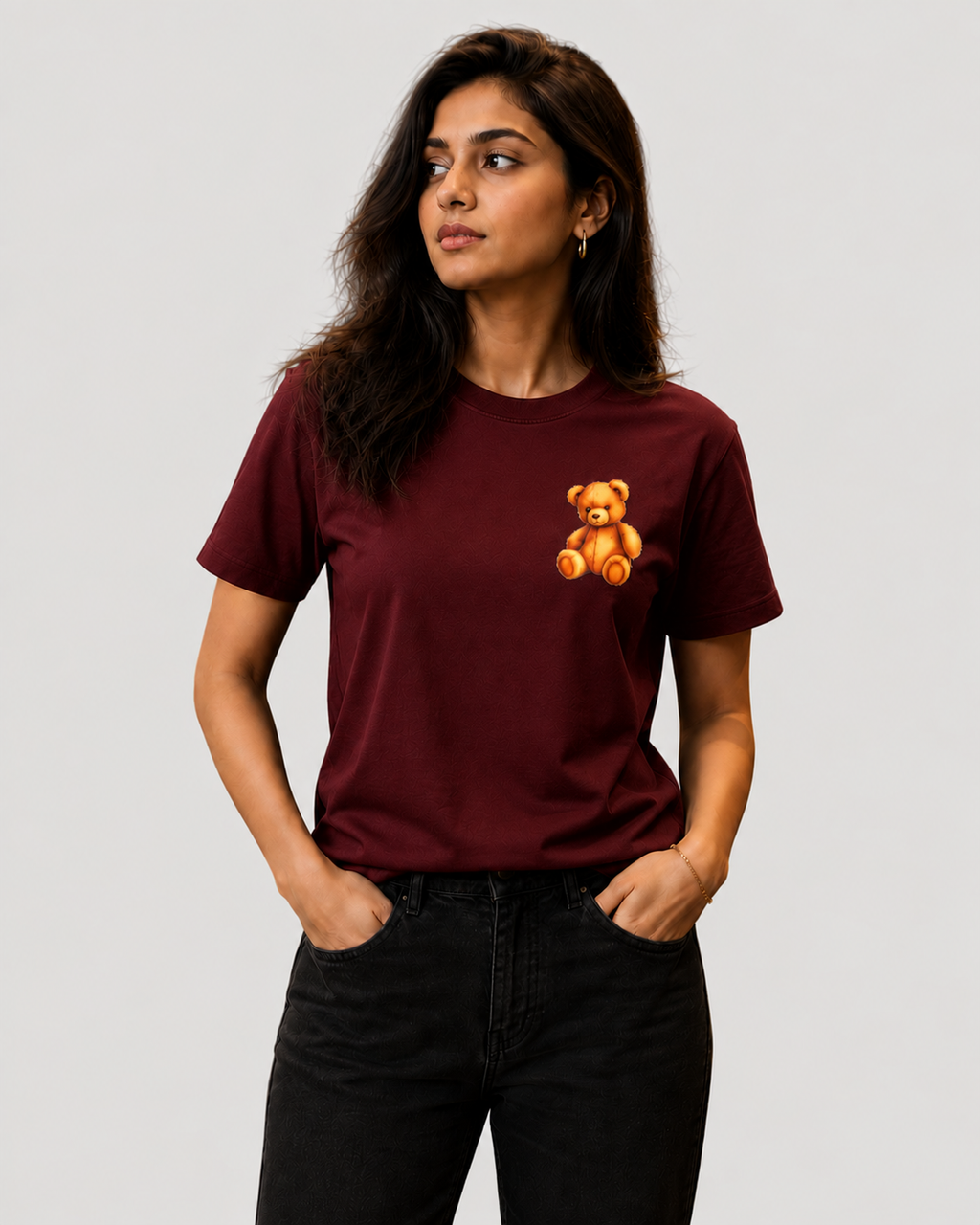 Women's Daily Wear T-Shirt Bear Design