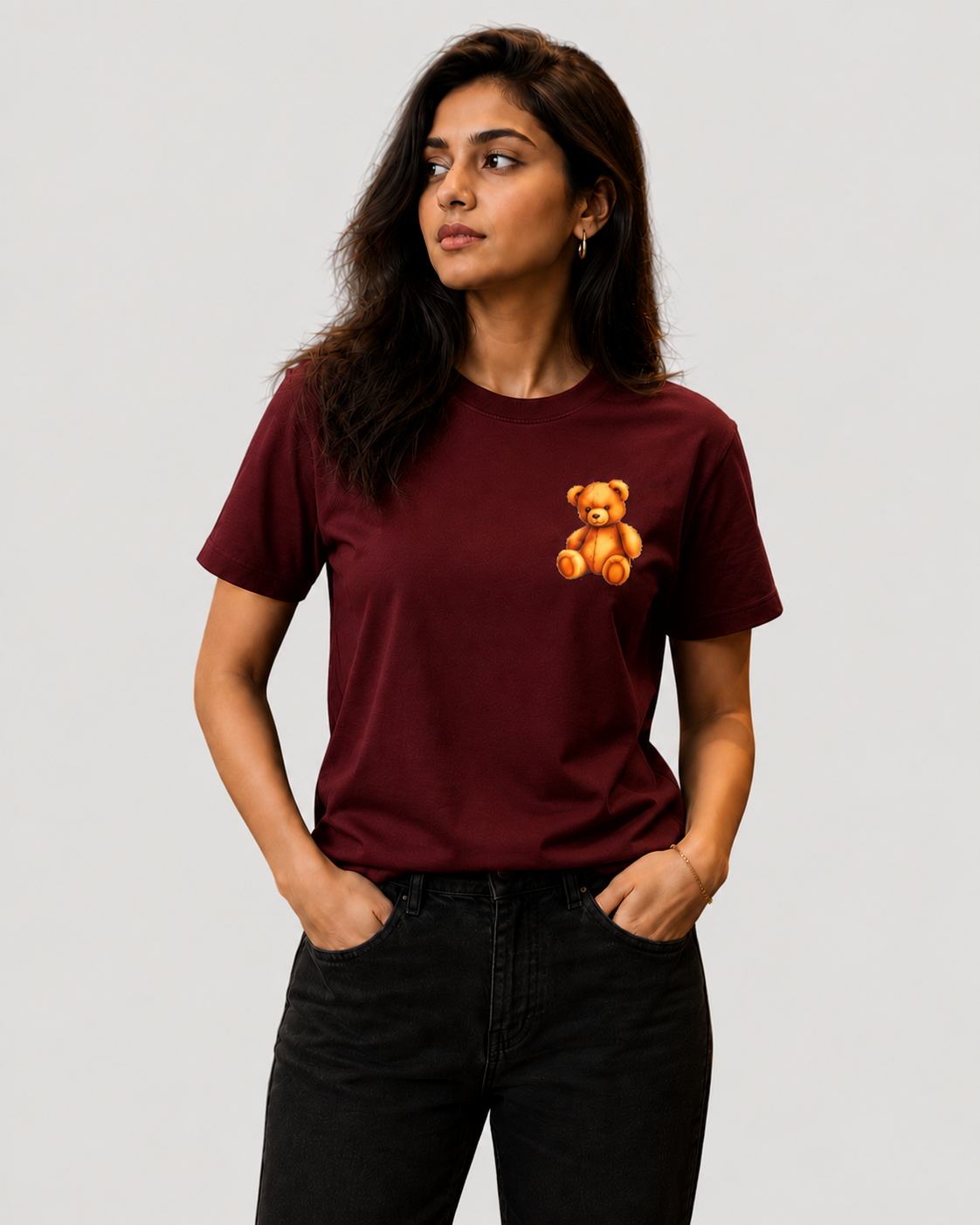 Women's Daily Wear T-Shirt Bear Design