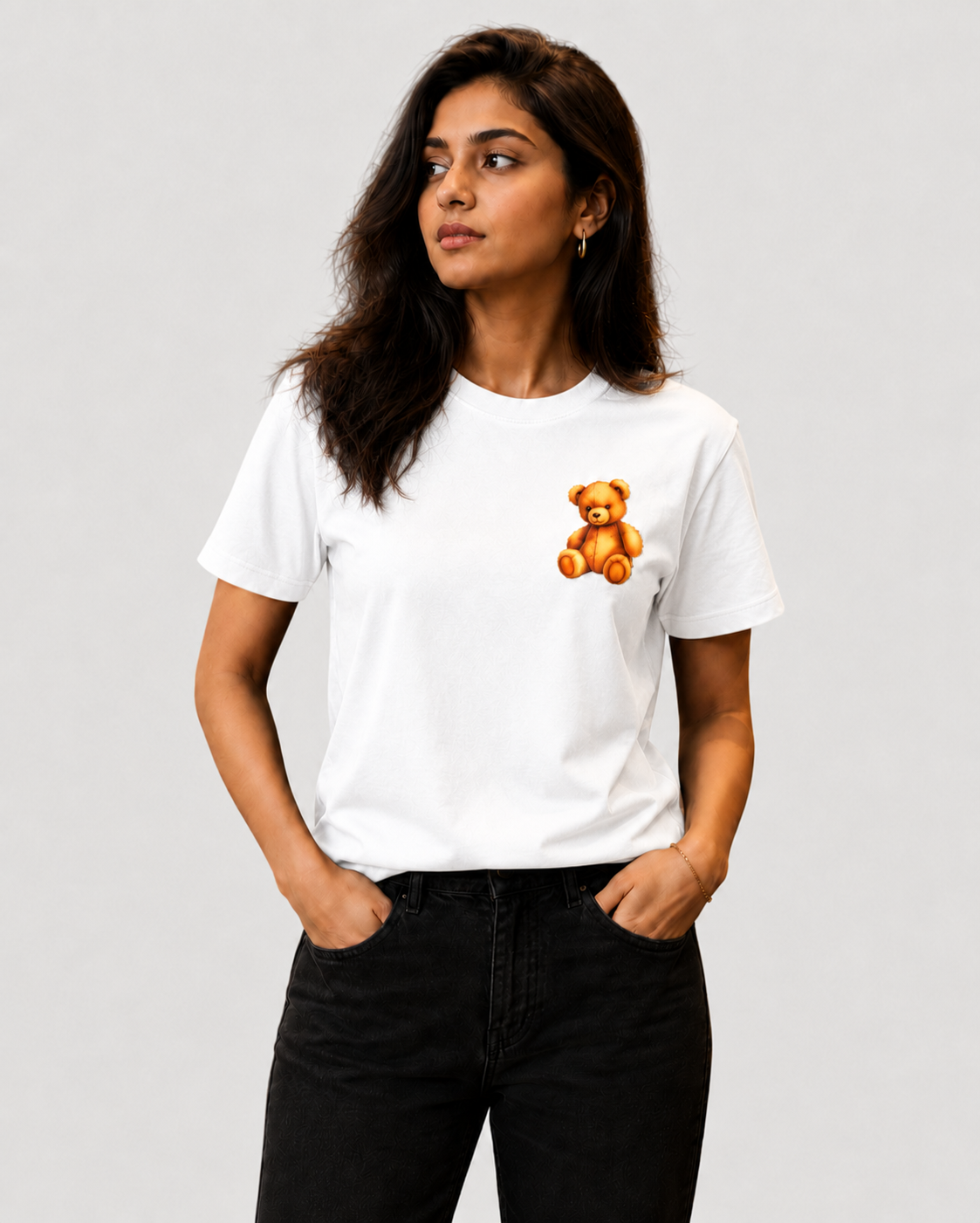 Women's Daily Wear T-Shirt Bear Design