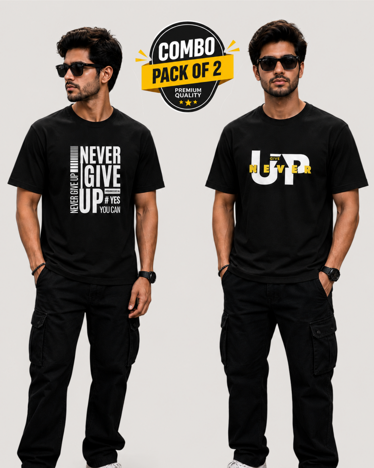 Pack Of 2 Men's Daily Wear T-Shirt