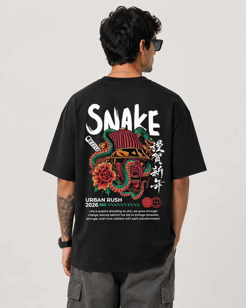 Snake Design Preminum Oversized T-Shirt